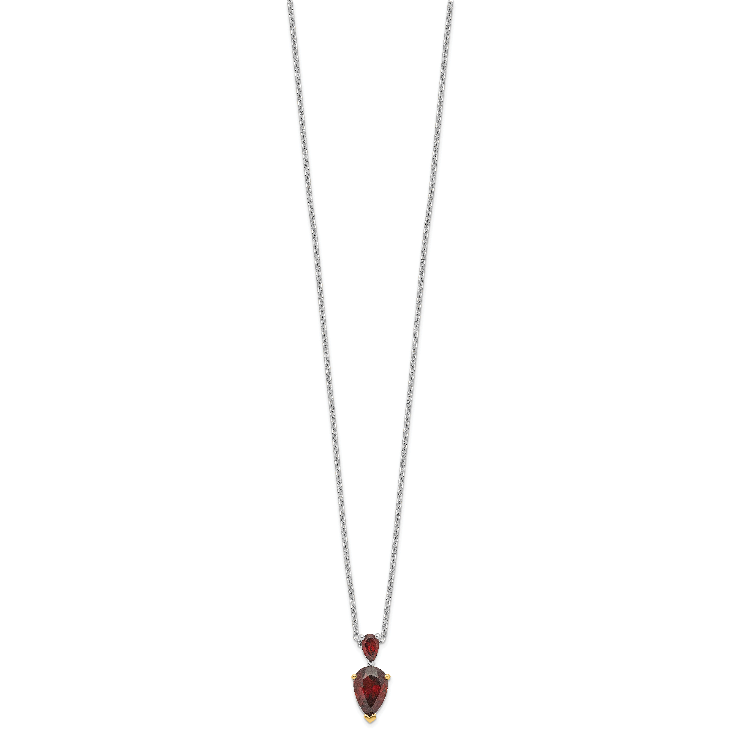 Brilliant Gemstones Sterling Silver with 14K Accent Rhodium-plated Garnet 18 Inch Necklace with 2 Inch Extender Secondary image