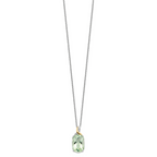 Brilliant Gemstones Sterling Silver with 14K Accent Rhodium-plated Green Quartz and Diamond 18 Inch Necklace with 2 Inch Extender