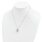 Brilliant Gemstones Sterling Silver with 14K Accent Rhodium-plated Green Quartz and Diamond 18 Inch Necklace with 2 Inch Extender