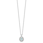 Brilliant Gemstones Sterling Silver with 14K Accent Rhodium-plated Sky Blue Topaz and Diamond 18 Inch Necklace with 2 Inch Extender