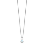 Brilliant Gemstones Sterling Silver with 14K Accent Rhodium-plated Sky Blue Topaz and Diamond 18 Inch Necklace with 2 Inch Extender