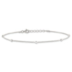 Sterling Silver Beads 5-Station 10 inch Plus 1.5 inch Extender - Total 11.5 inch Anklet