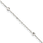 Sterling Silver Beads 5-Station 10 inch Plus 1.5 inch Extender - Total 11.5 inch Anklet