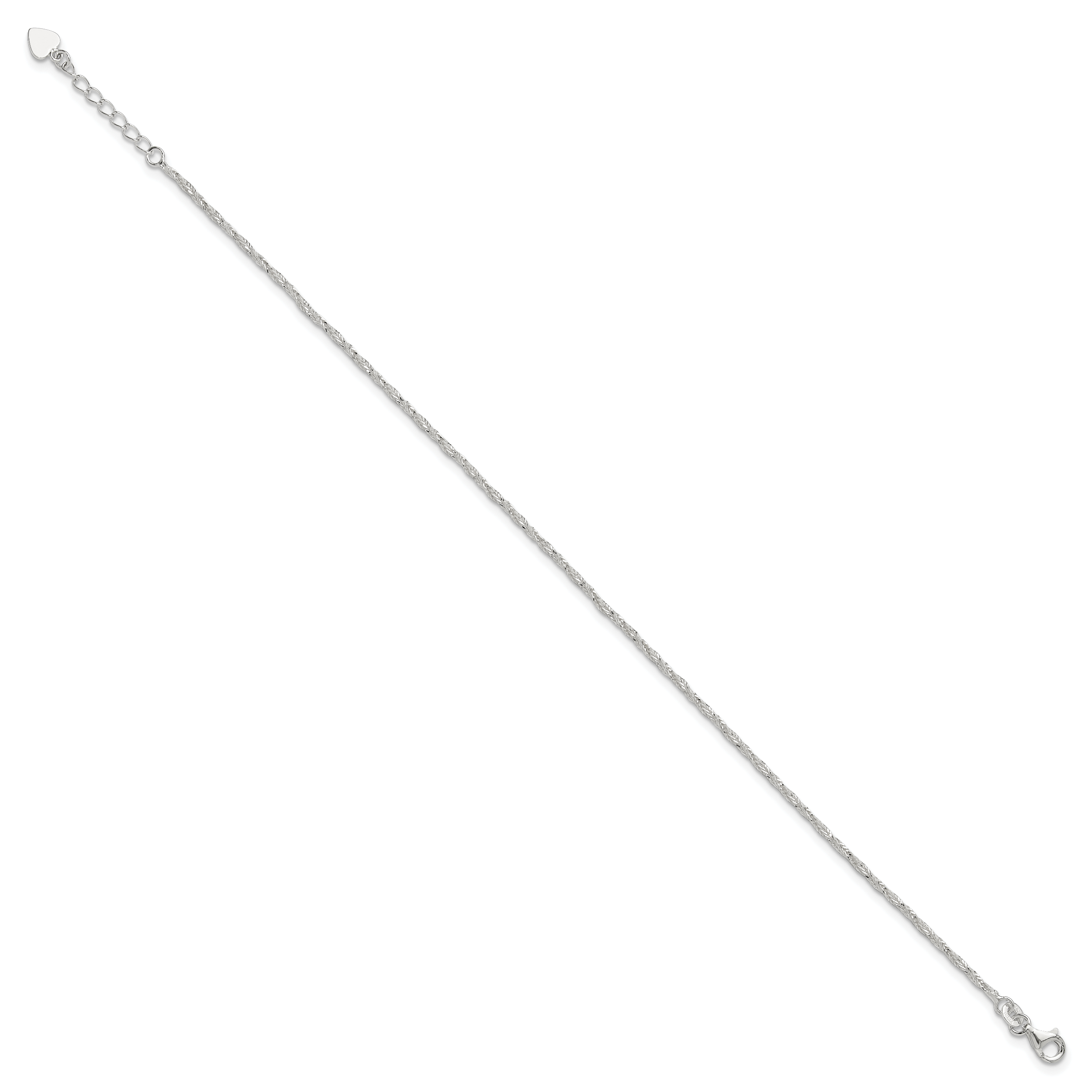 Sterling Silver Fancy Chain 9 inch Plus 1 inch Extender - Total 10 inch Anklet Secondary image