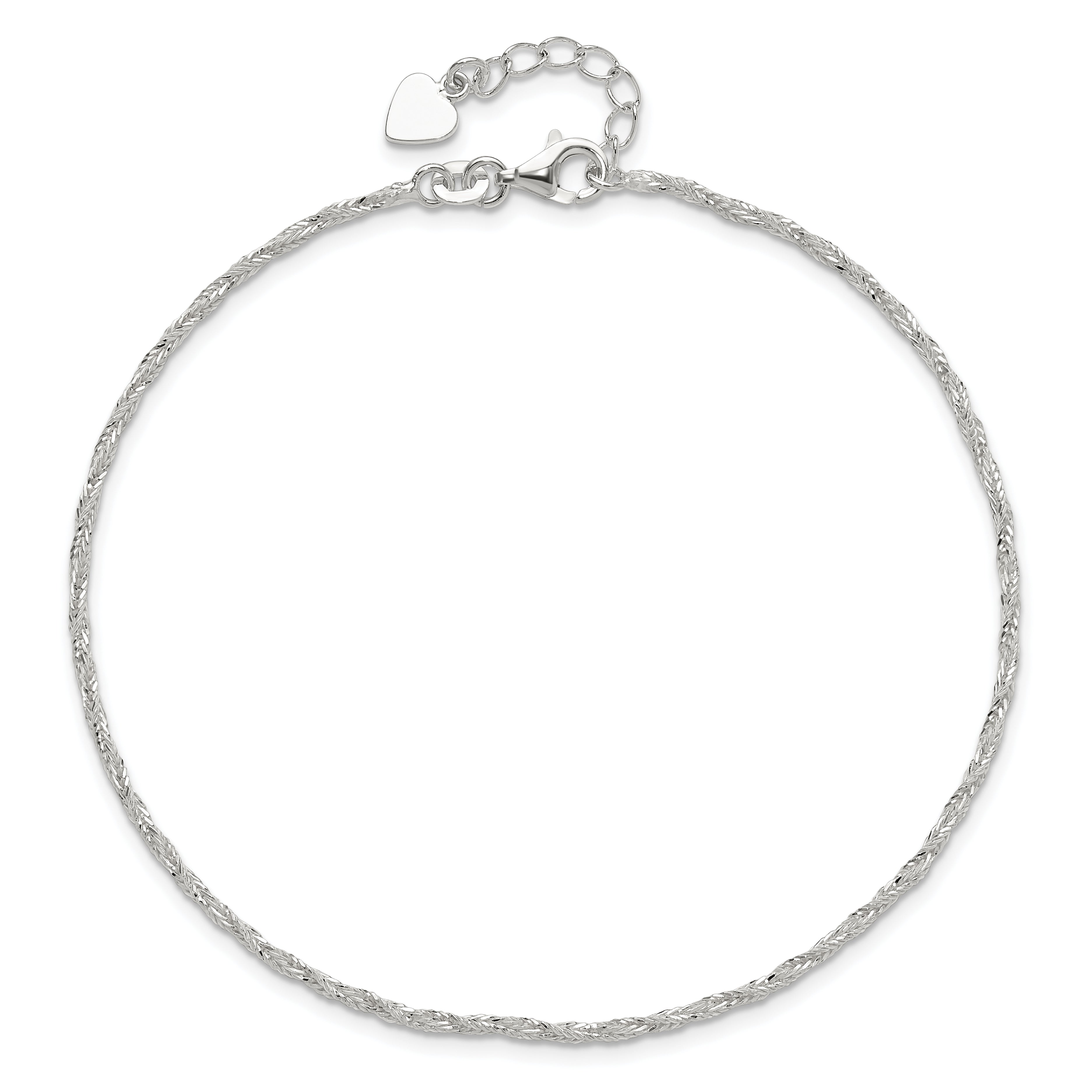 Sterling Silver Fancy Chain 9 inch Plus 1 inch Extender - Total 10 inch Anklet