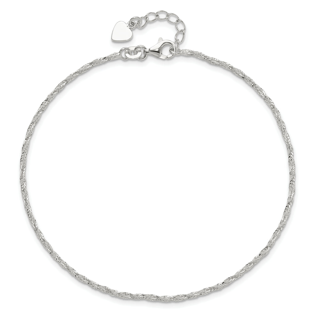 Sterling Silver Fancy Chain 9 inch Plus 1 inch Extender - Total 10 inch Anklet