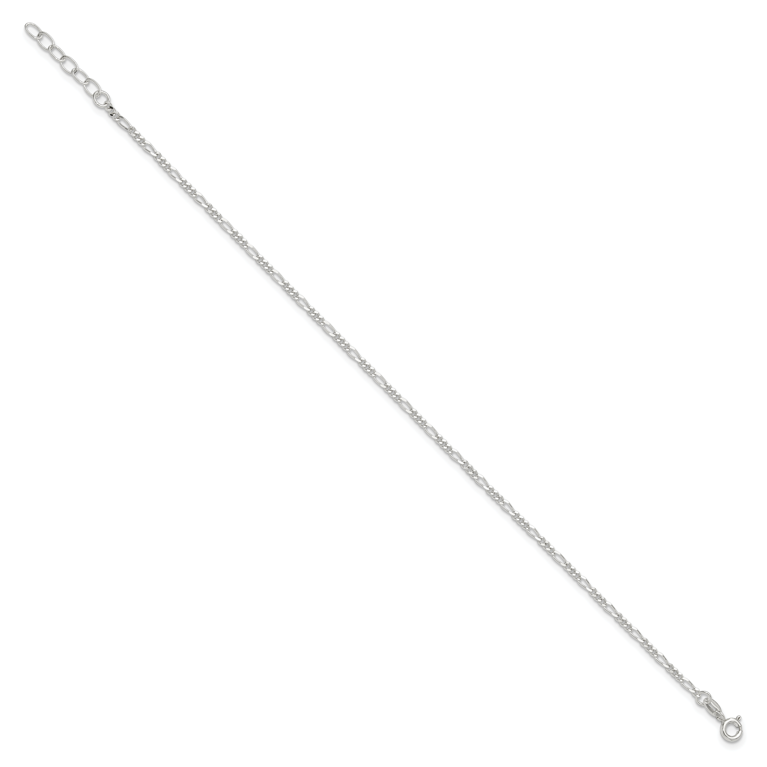 Figaro Chain Anklet in Sterling Silver Secondary image