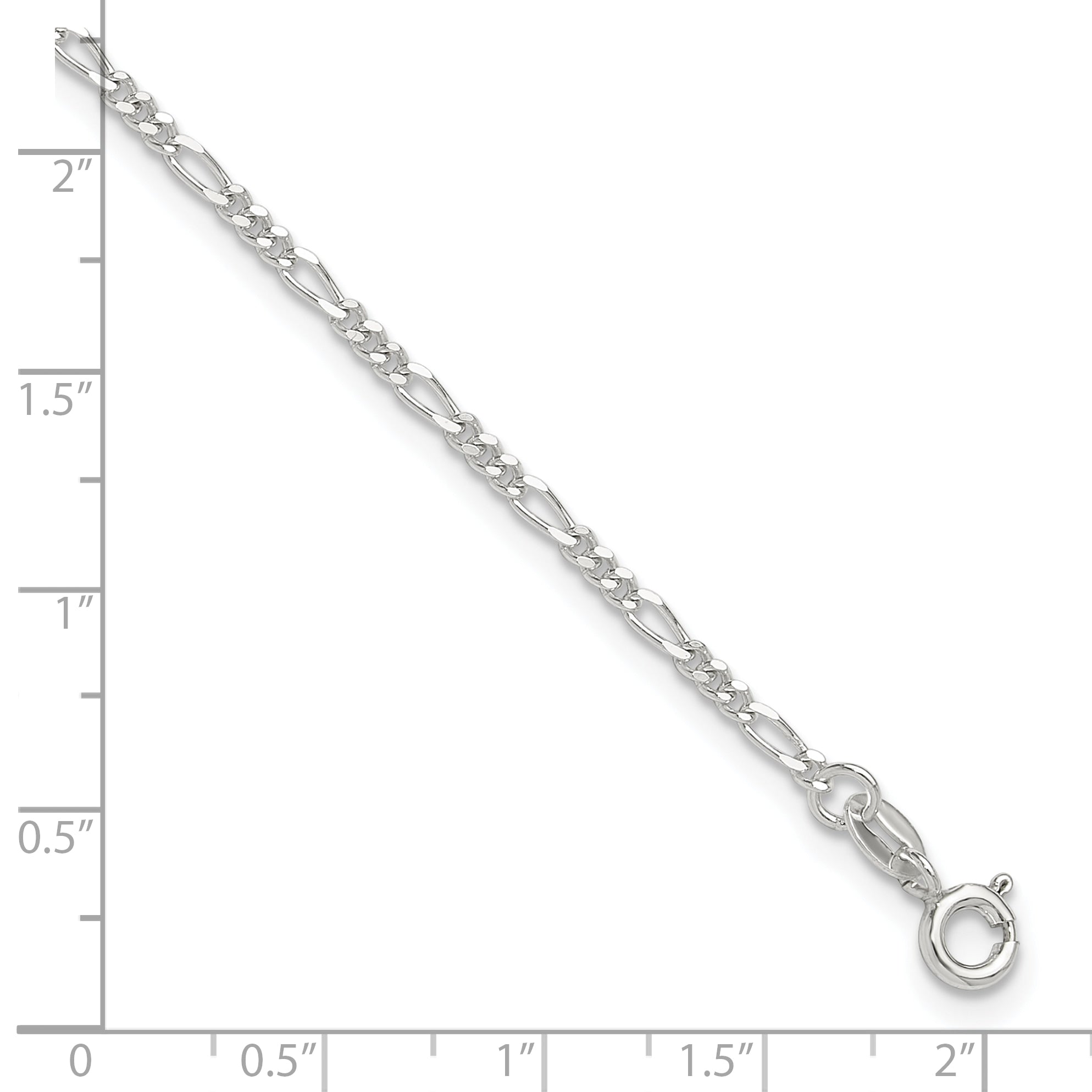 Sterling Silver Figaro Chain 9 inch Plus 1 inch Extender - Total 10 inch Anklet