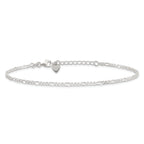 Sterling Silver Figaro Chain 10 inch Plus 1 inch Extender - Total 11 inch Anklet