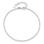 Sterling Silver Figaro Chain 10 inch Plus 1 inch Extender - Total 11 inch Anklet