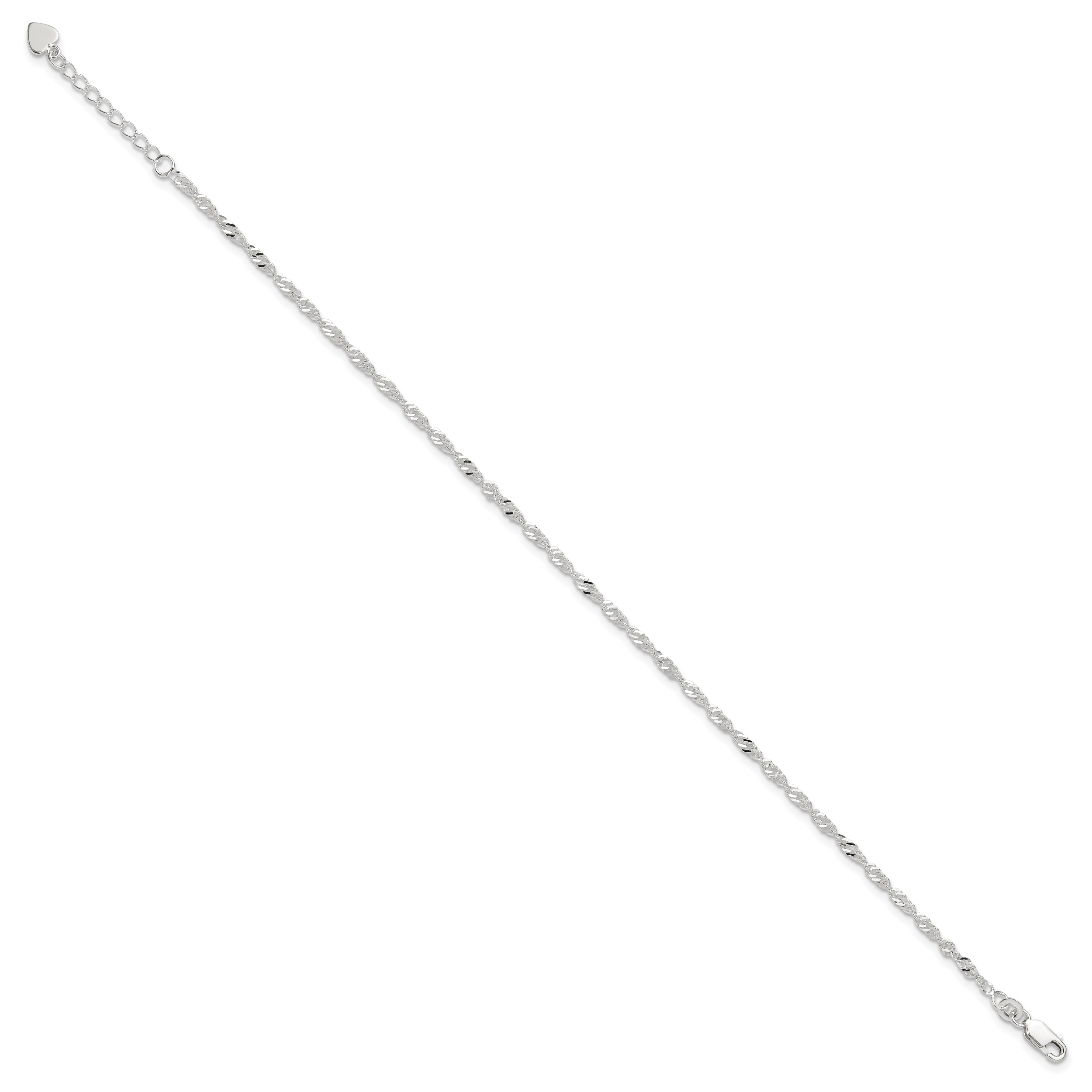 Singapore Chain Anklet in Sterling Silver, 3mm Secondary image