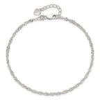 Sterling Silver 3mm Singapore Chain 10 inch Plus 1 inch Extender - Total 11 inch Anklet