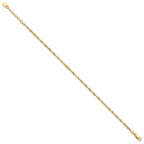 Sterling Silver Gold-tone 3mm Singapore Chain 9 inch Plus 1 inch Extender - Total 10 inch Anklet