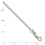 Sterling Silver 2mm Rope Chain 9 inch Plus 1 inch Extender - Total 10 inch Anklet