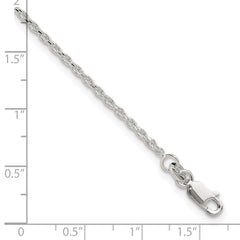 Sterling Silver 2mm Rope Chain 9 inch Plus 1 inch Extender - Total 10 inch Anklet