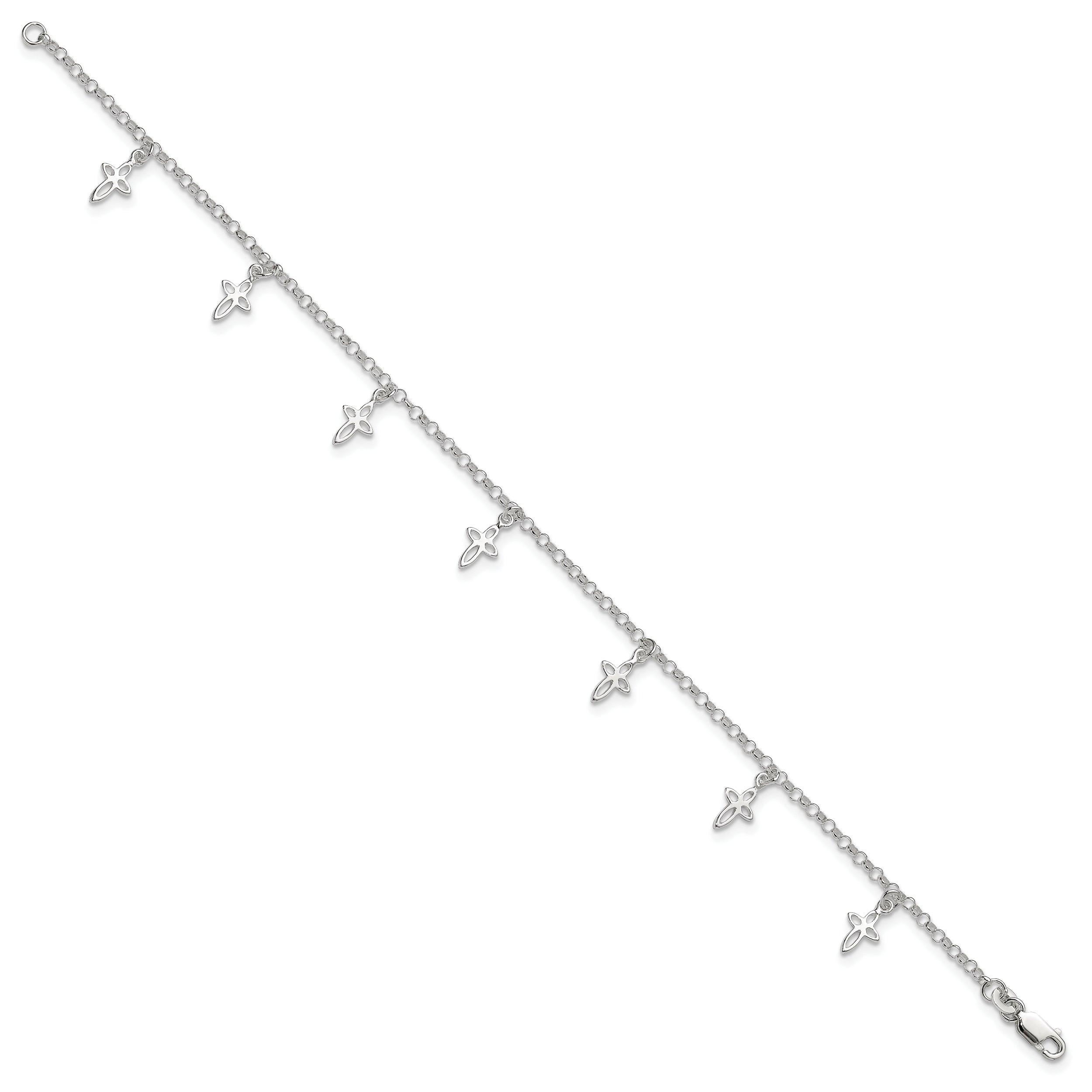 Sterling Silver 10 in Cross Anklet