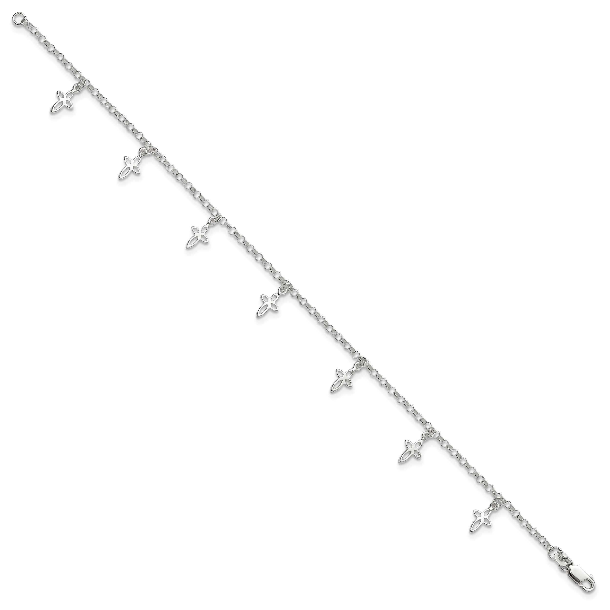 Sterling Silver 9 in Cross Anklet Secondary image
