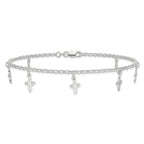 Sterling Silver 10 in Cross Anklet
