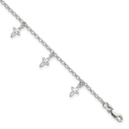 Sterling Silver 9 in Cross Anklet - Sophia Jewelers