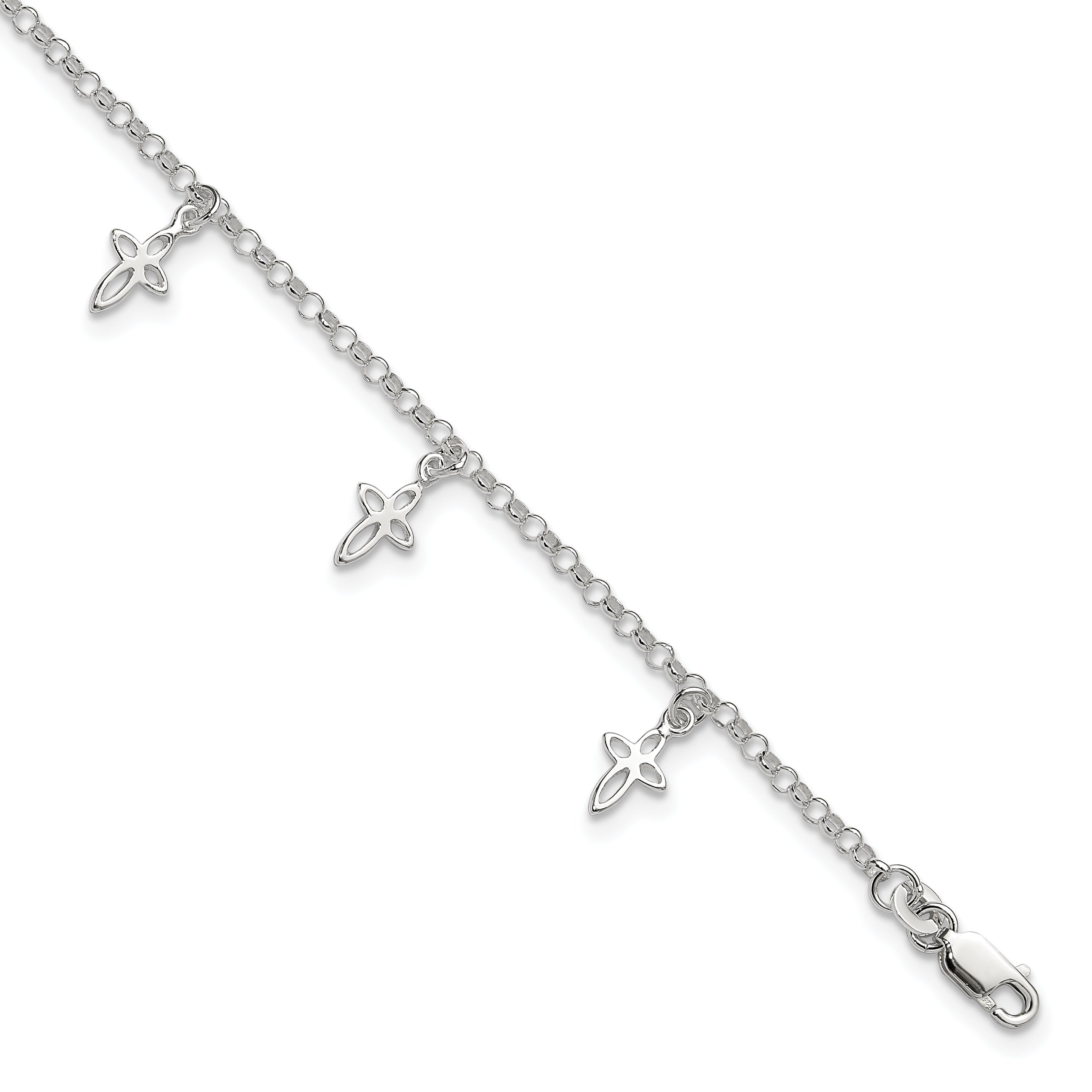 Sterling Silver 9 in Cross Anklet Main image