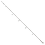 Sterling Silver Moon and Stars 9 inch Plus 1 inch Extender - Total 10 inch Anklet