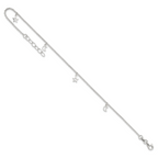 Sterling Silver Moon and Stars 9 inch Plus 1 inch Extender - Total 10 inch Anklet