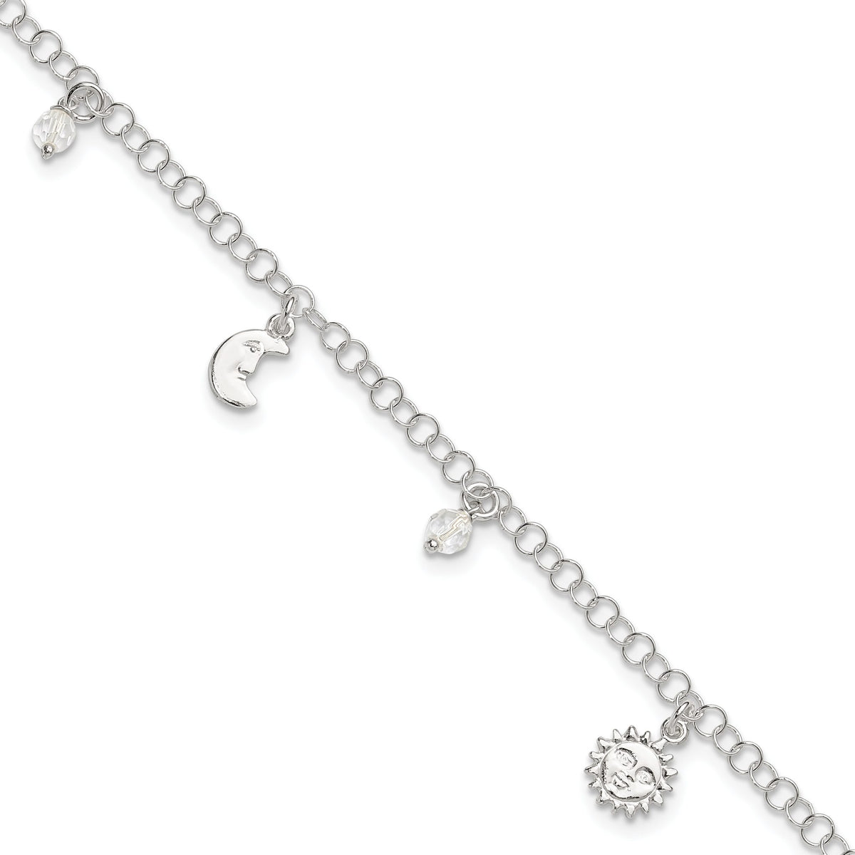 Sun, Moon & Star Anklet in Sterling Silver - Sophia Jewelers Main image