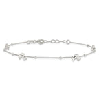 Sterling Silver Dolphins and Beads 4-Station 10 inch Plus 1 inch Extender - Total 11 inch Anklet