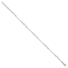 Sterling Silver Dolphin 5-Station 10 inch Plus 1 inch Extender - Total 11 inch Anklet