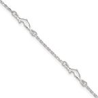 Sterling Silver Dolphin 5-Station 9 inch Plus 1 inch Extender - Total 10 inch Anklet