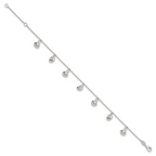 Sterling Silver Sea Shells 8 inch Plus 1 inch Extender - Total 9 inch Anklet