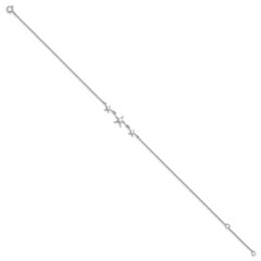 Sterling Silver Rhodium-plated Starfish 10 inch Plus 1 inch Extender - Total 11 inch Anklet
