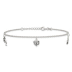 Sterling Silver Heart/Star/Dolphin Charms 10 inch Plus 1 inch Extender - Total 11 inch Anklet