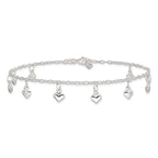 Puffed Heart Rolo Anklet in Sterling Silver - Sophia Jewelers