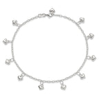 Puffed Heart Rolo Anklet in Sterling Silver - Sophia Jewelers
