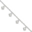 Sterling Silver Polished Puffed Heart 9in Anklet