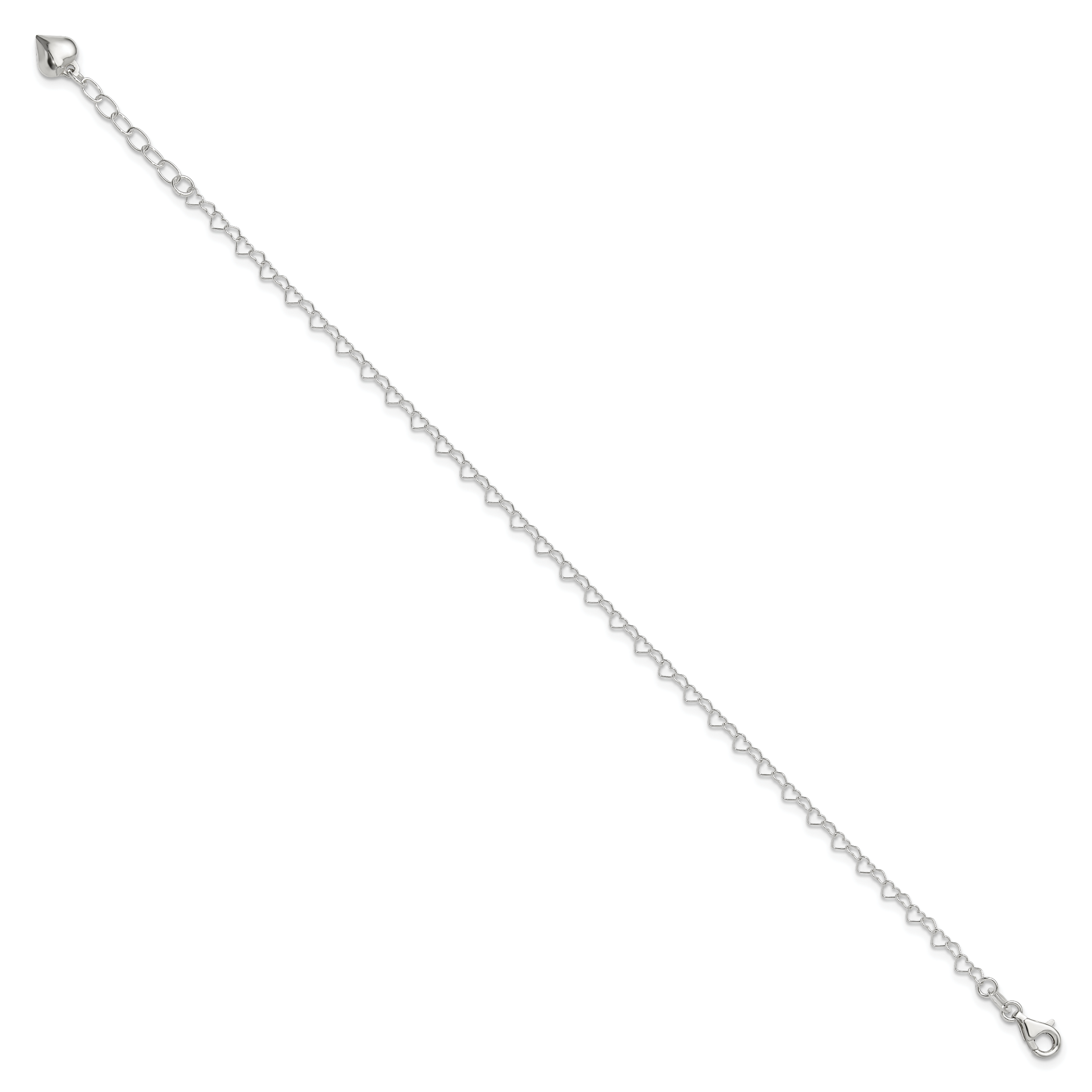 Puffed Heart Dangle Anklet in Sterling Silver Secondary image