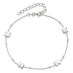 Sterling Silver Elephant 10 inch Plus 2 inch Extender - Total 12 inch Anklet