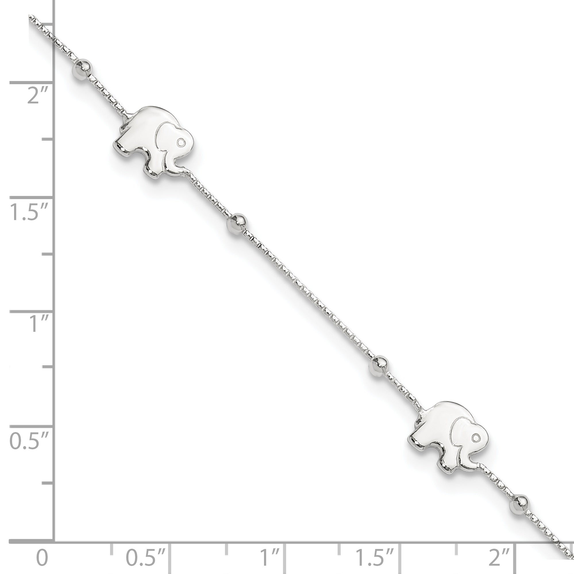Sterling Silver Elephant 10 inch Plus 2 inch Extender - Total 12 inch Anklet