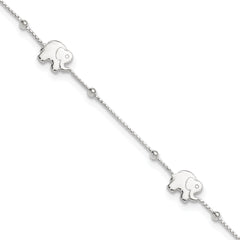 Sterling Silver Elephant 10 inch Plus 2 inch Extender - Total 12 inch Anklet
