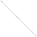 Sterling Silver Rhodium-plated Three Hearts 10 inch Plus 1 inch Extender - Total 11 inch Anklet