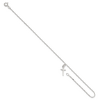 Sterling Silver 10 in Solid Polished Cross on Box Chain Anklet