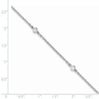 Sterling Silver Rhodium-plated Bezel CZ 5-Station 9 inch Plus 1 inch Extender - Total 10 inch Anklet