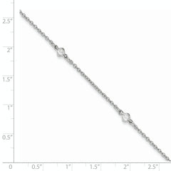 Sterling Silver Rhodium-plated Bezel CZ 5-Station 9 inch Plus 1 inch Extender - Total 10 inch Anklet