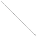 Sterling Silver Rhodium-plated Bezel CZ 5-Station 9 inch Plus 1 inch Extender - Total 10 inch Anklet