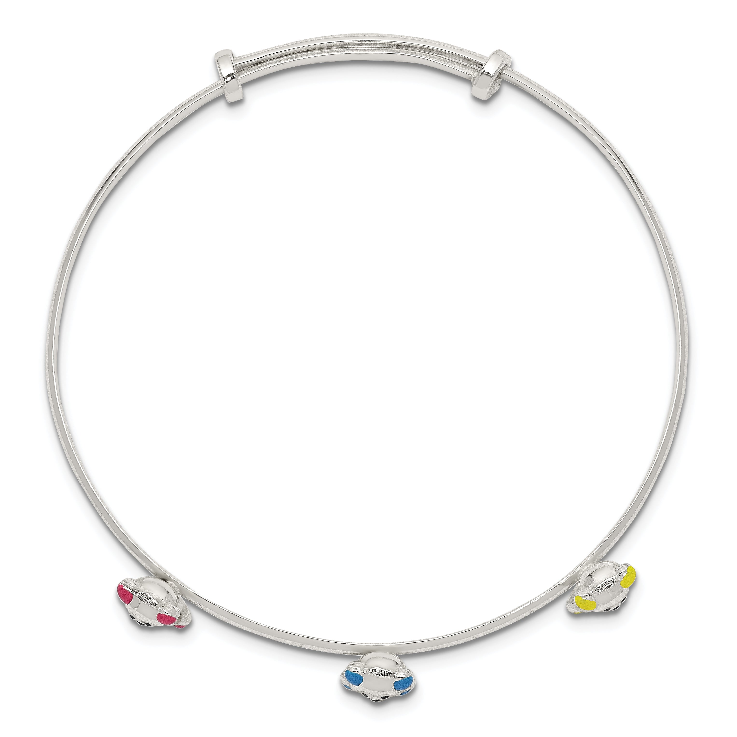 Sterling Silver Multi-color Enamel Teddy Bear Adjustable Children's Bangle Secondary image