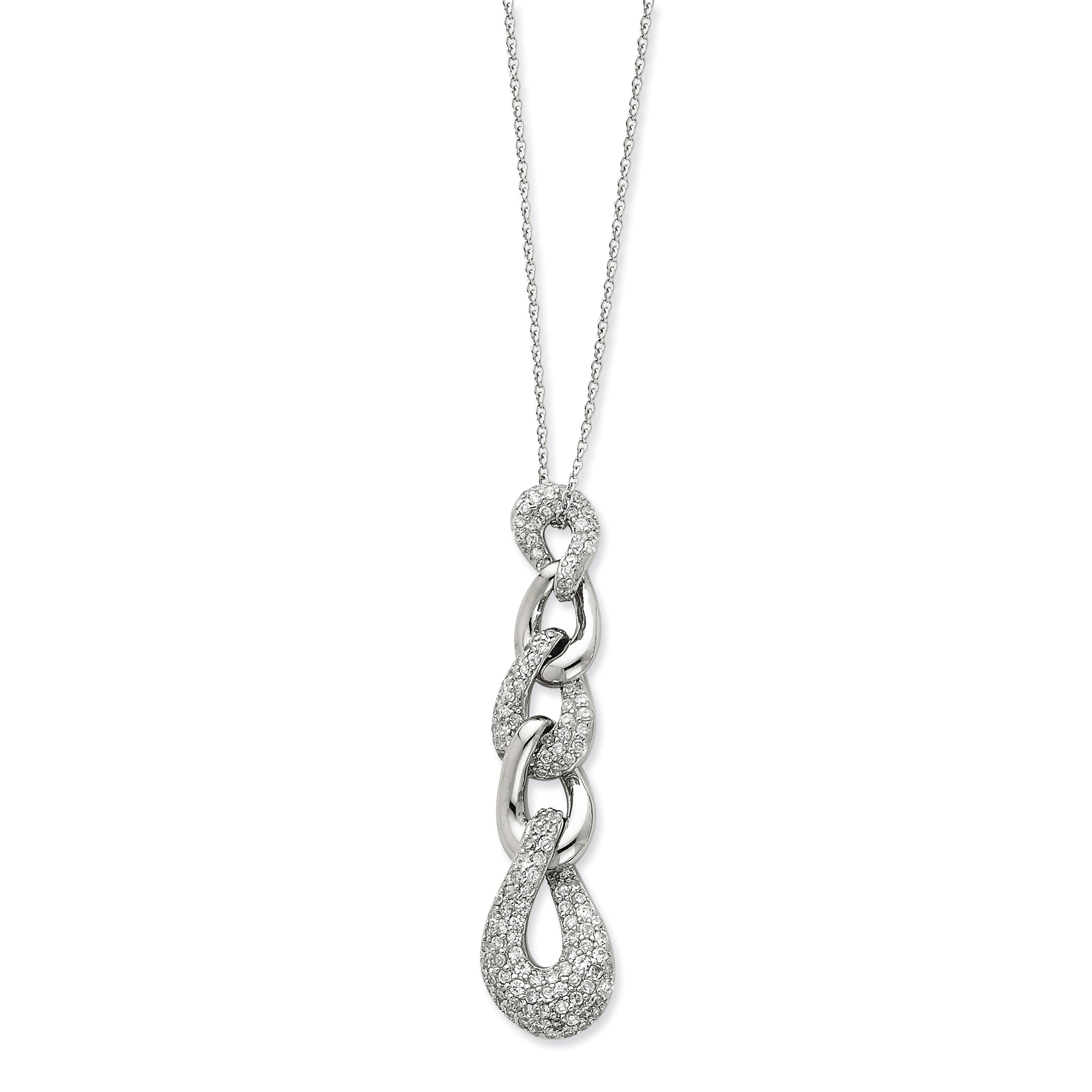 Sterling Silver Interlocking and Alternating CZ Ovals Necklace Main image