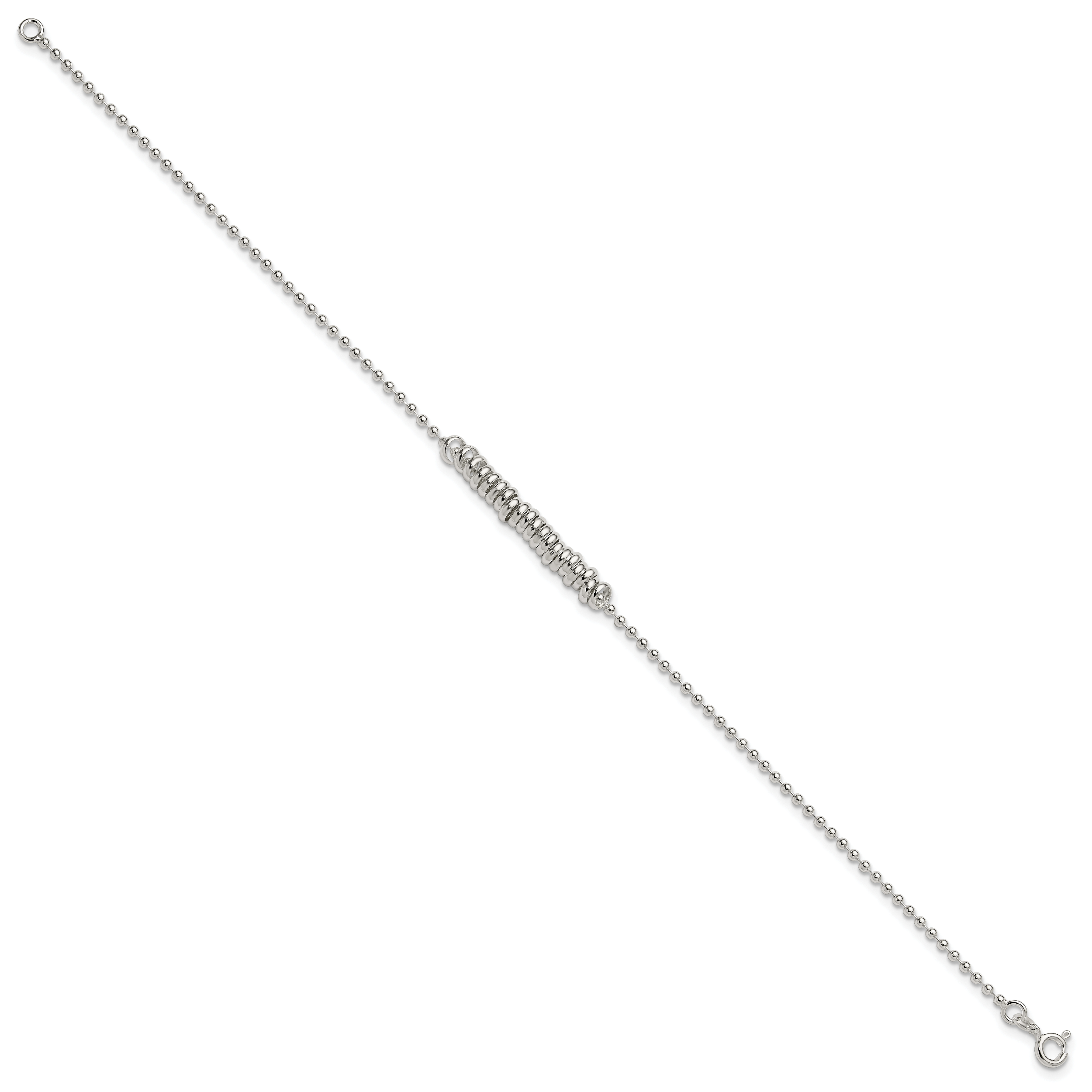 Sterling Silver Polished Fancy Love Ring Anklet