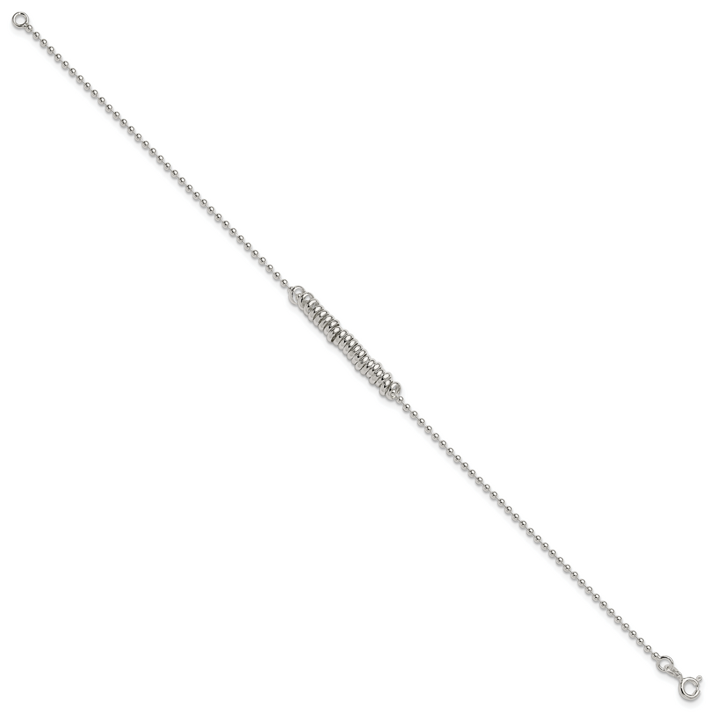 Sterling Silver 10inch Polished Fancy Love Ring Anklet