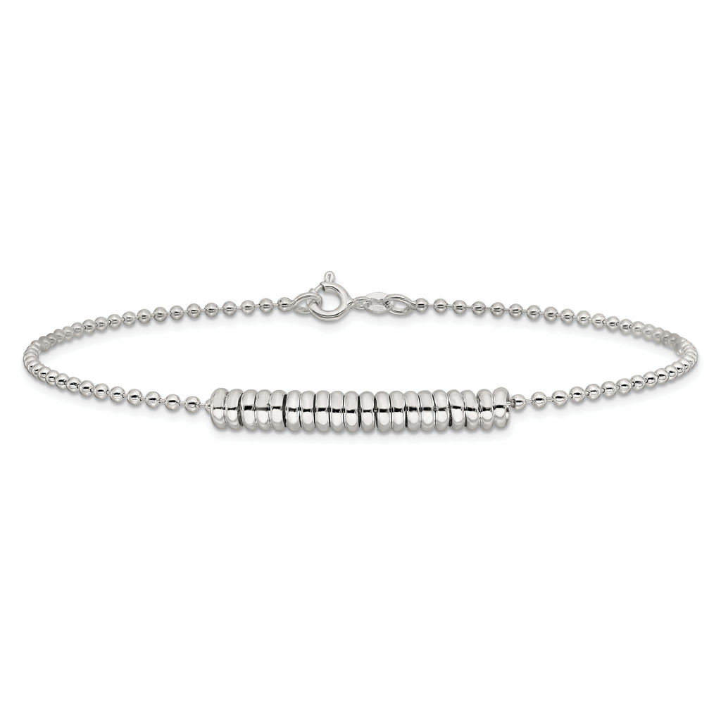 Sterling Silver Polished Fancy Love Ring Anklet